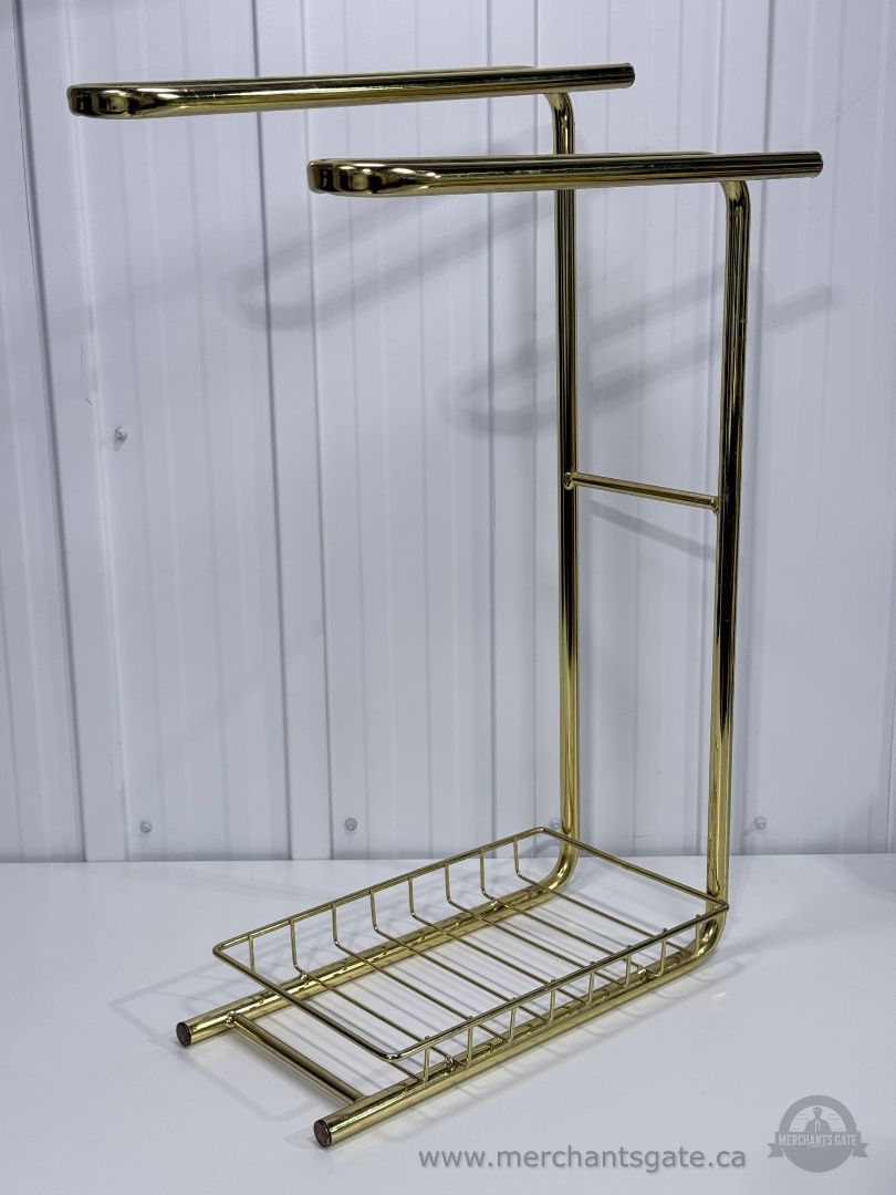 Brass Towel Rack Stand Freestanding Bathroom Holder with Shelf