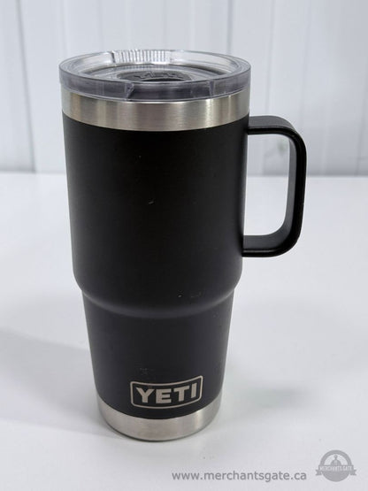 YETI Rambler 20oz Travel Mug Black Insulated Cup w/ Handle Lid Stainless Steel