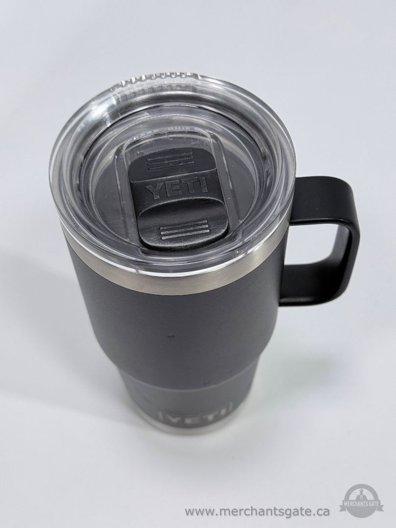 YETI Rambler 20oz Travel Mug Black Insulated Cup w/ Handle Lid Stainless Steel
