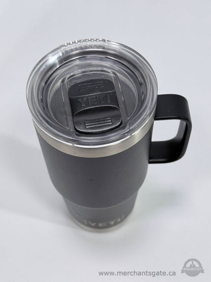 YETI Rambler 20oz Travel Mug Black Insulated Cup w/ Handle Lid Stainless Steel