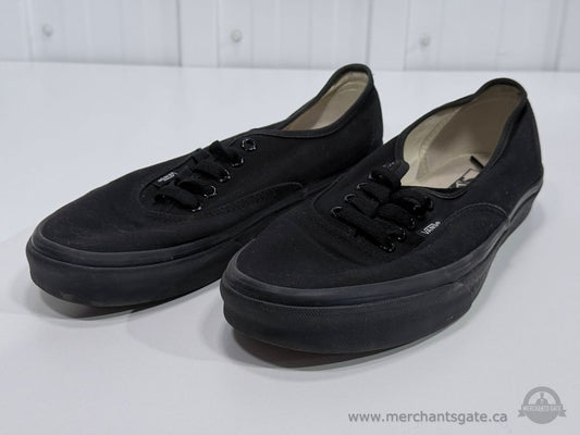 Vans Authentic Black on Black Canvas Sneakers Mens Size 10 Skate Shoes Low Top