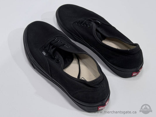 Vans Authentic Black on Black Canvas Sneakers Mens Size 10 Skate Shoes Low Top
