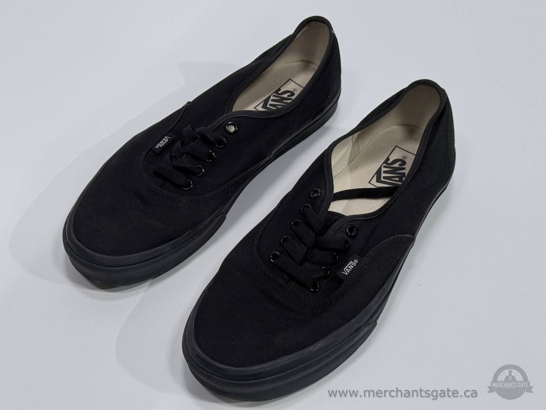 Vans Authentic Black on Black Canvas Sneakers Mens Size 10 Skate Shoes Low Top