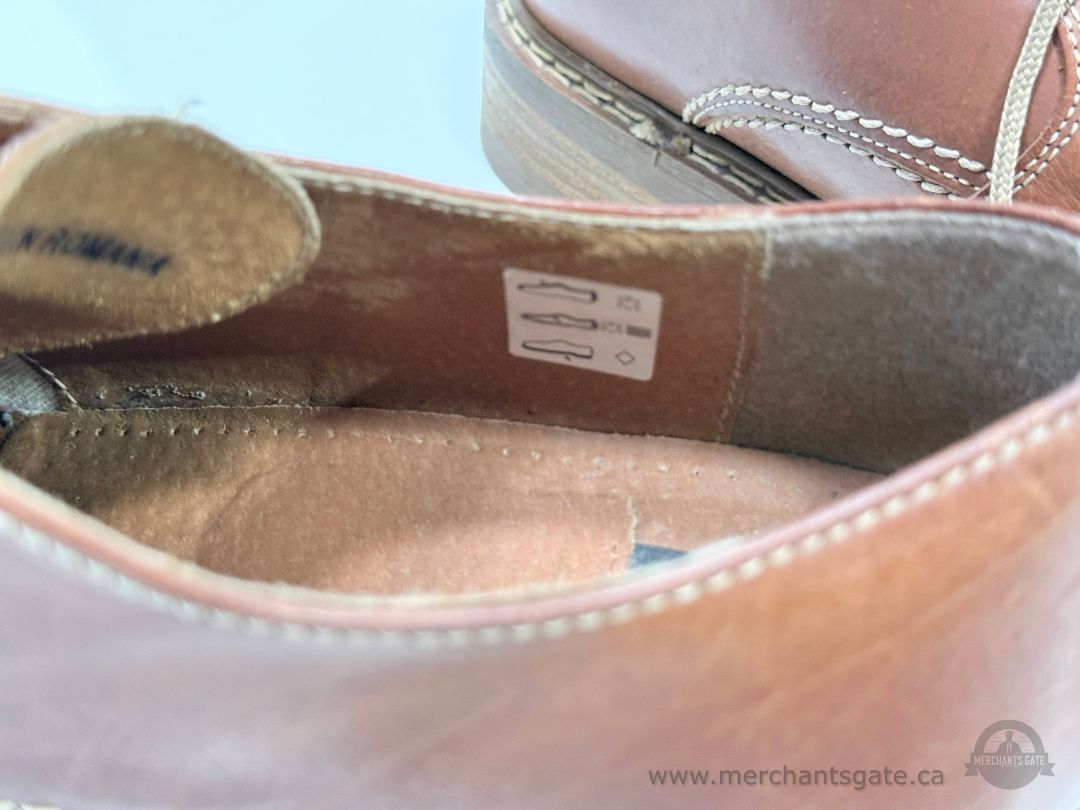 Pegabo Brown Leather Dress Shoes Lace Up Square Toe Made in Romania Size 42
