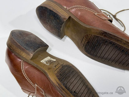 Pegabo Brown Leather Dress Shoes Lace Up Square Toe Made in Romania Size 42