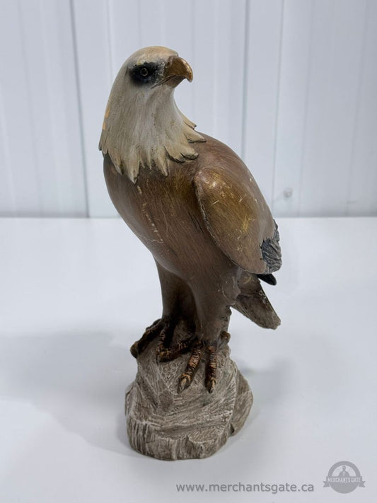 Vintage Bald Eagle Figurine Resin Hand Painted Bird Statue Wildlife Decor 12.5"
