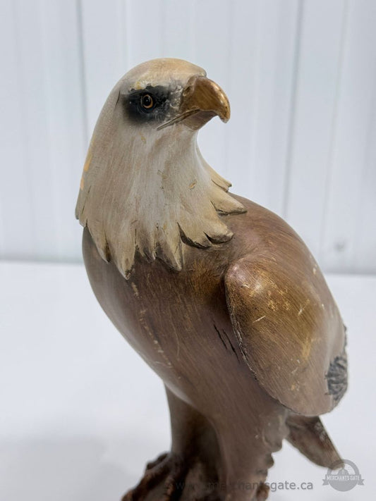 Vintage Bald Eagle Figurine Resin Hand Painted Bird Statue Wildlife Decor 12.5"