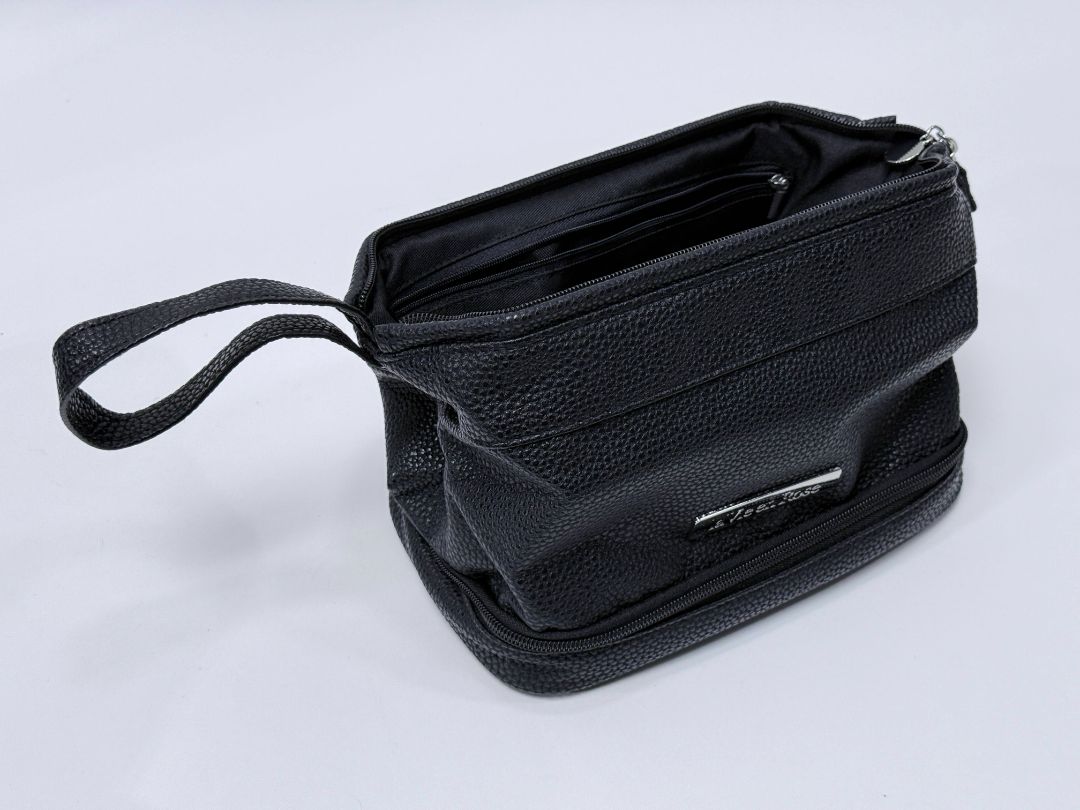 La Vie En Rose Faux Leather Makeup Travel Bag with Strap