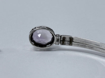 Sterling Silver Amethyst And Citrine Gemstone Bangle Bracelet 925 Cuff 6cm Wide