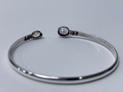 Sterling Silver Amethyst And Citrine Gemstone Bangle Bracelet 925 Cuff 6cm Wide