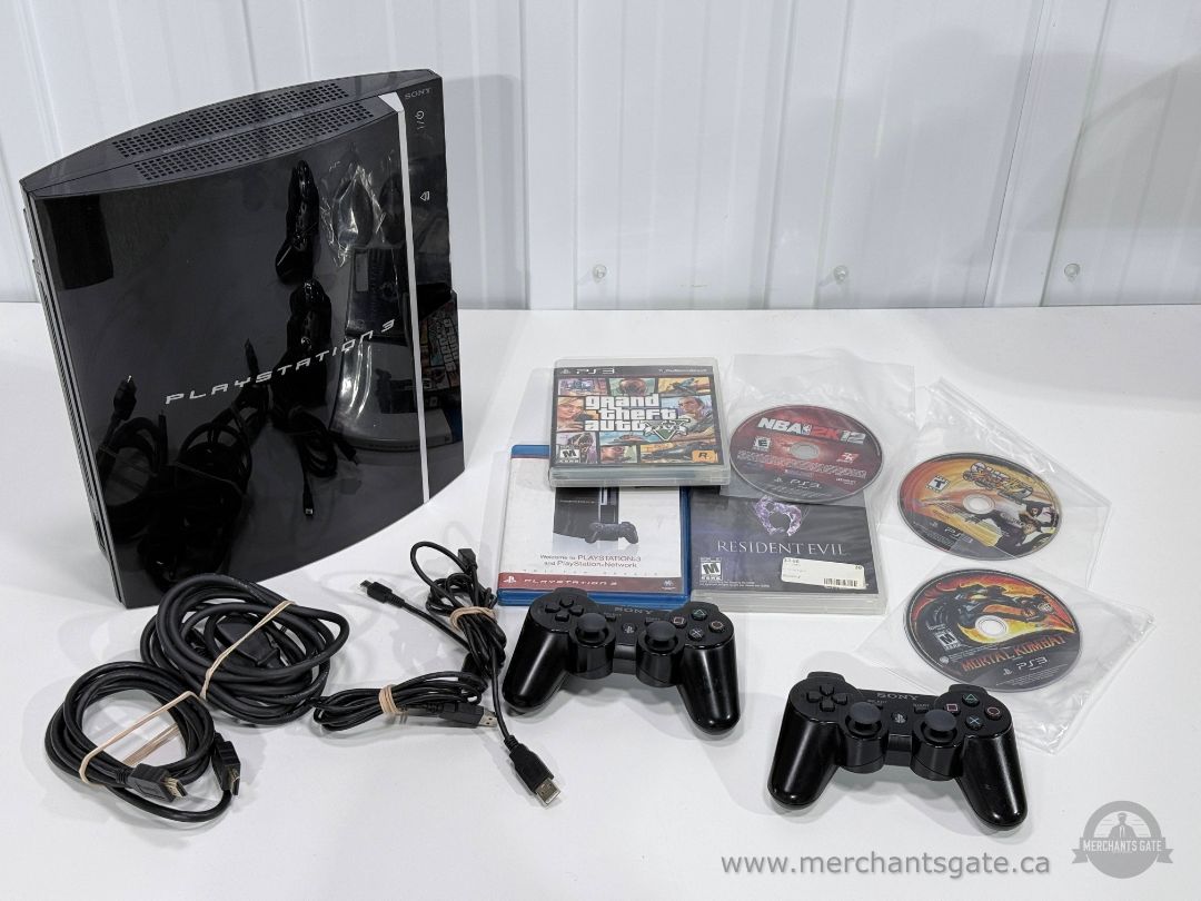 Sony PlayStation 3 PS3 160GB Console Bundle 2 Controllers GTA V Mortal Kombat Tested