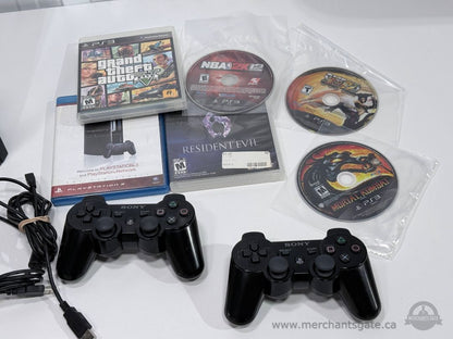 Sony PlayStation 3 PS3 160GB Console Bundle 2 Controllers GTA V Mortal Kombat Tested