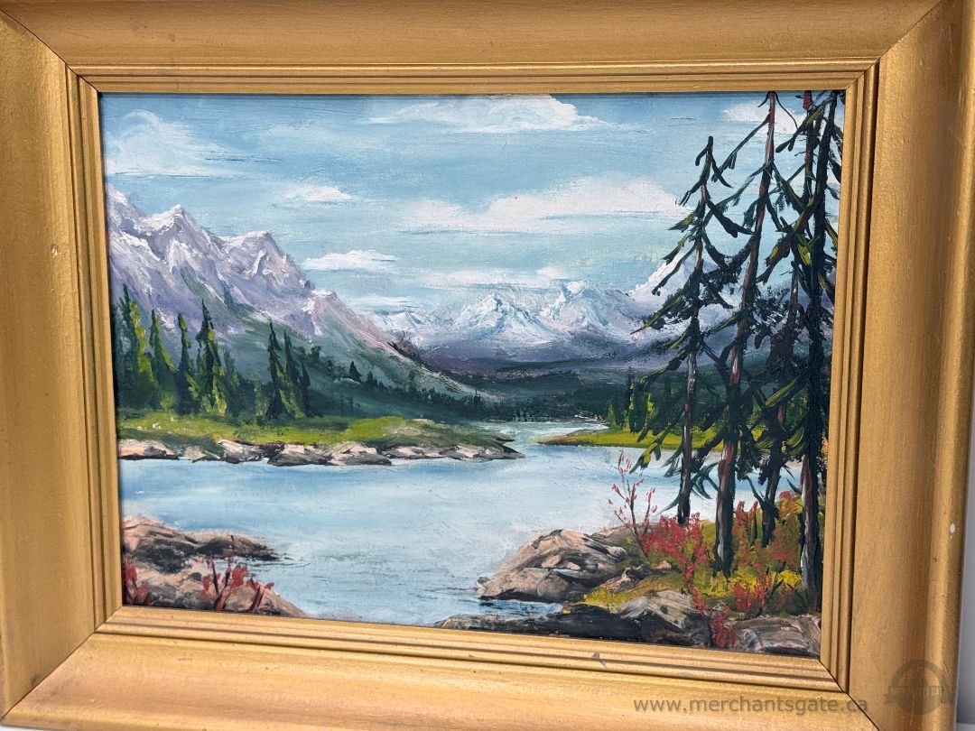 Vintage Framed Landscape Oil Paintings Pair 12"x16" Signed Joan MacPherson 1960