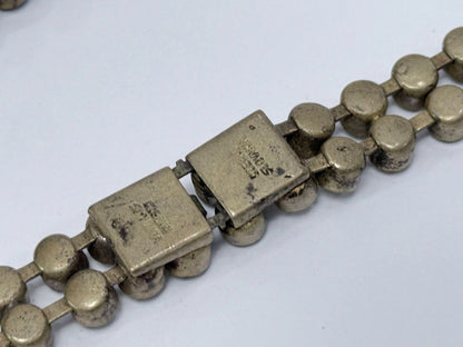 Czechoslovakia Rhinestone Necklace Double Row Brass Chain Vintage Jewelry 1930s