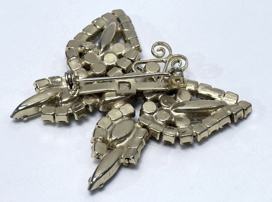 Unsigned Juliana D&E Butterfly Brooch Multicolor Rhinestones Vintage Jewelry Statement Pin 1960s