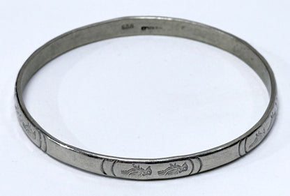 925 Sterling Silver Thunderbird Bangle Bracelet Tribal Design Made In Mexico