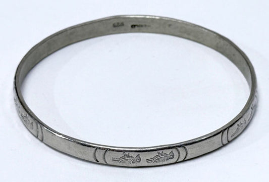 925 Sterling Silver Thunderbird Bangle Bracelet Tribal Design Made In Mexico