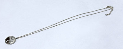 Silver Cross Pendant Necklace Round Medallion On Dainty Adjustable Chain 925 Stamped