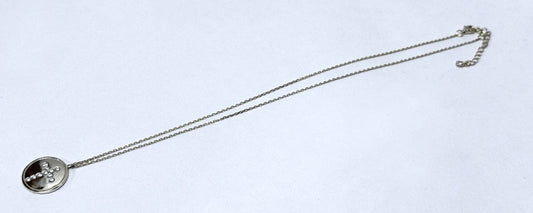 Silver Cross Pendant Necklace Round Medallion On Dainty Adjustable Chain 925 Stamped