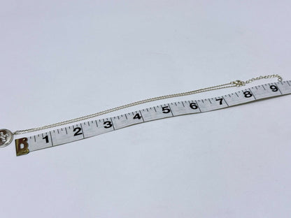 Silver Cross Pendant Necklace Round Medallion On Dainty Adjustable Chain 925 Stamped