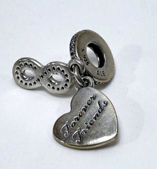 Sterling Silver Pandora Charm Forever Friends Heart Infinity Dangle Bead S925 ALE