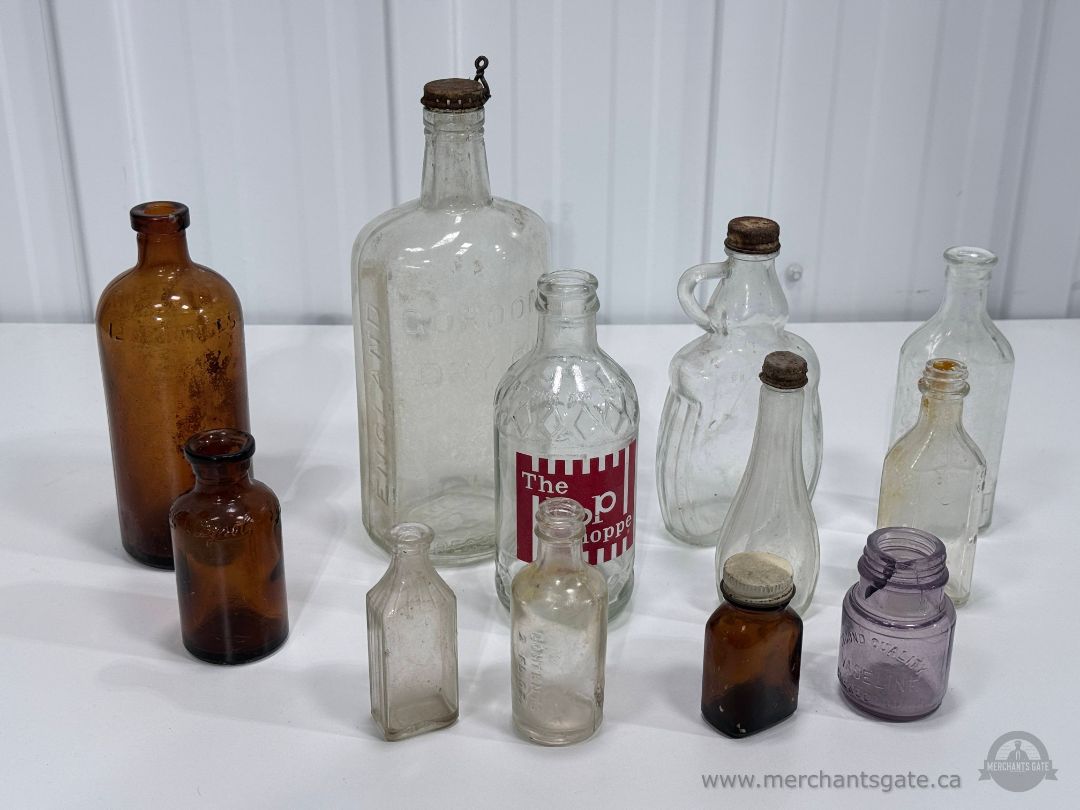 Antique Vintage Glass Bottle Collection Apothecary Medicine Soda Bottle Lot