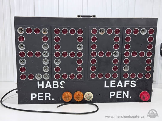 Vintage Commercial Metal Hockey Penalty Scoreboard Light Box Habs Leafs