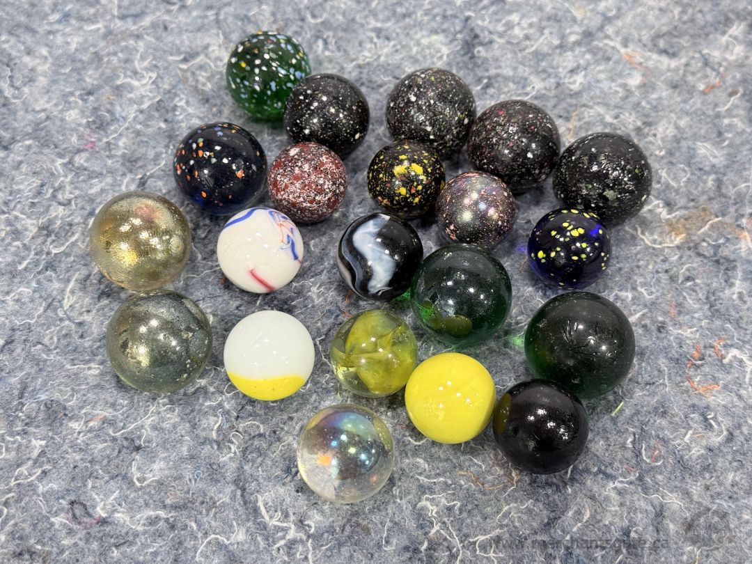 Vintage Shooter Marble Lot Speckled Galaxy Swirl Jumbo Crocks Mixed Collection