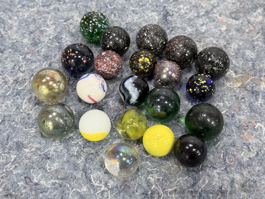 Vintage Shooter Marble Lot Speckled Galaxy Swirl Jumbo Crocks Mixed Collection