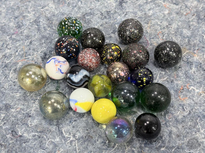 Vintage Shooter Marble Lot Speckled Galaxy Swirl Jumbo Crocks Mixed Collection