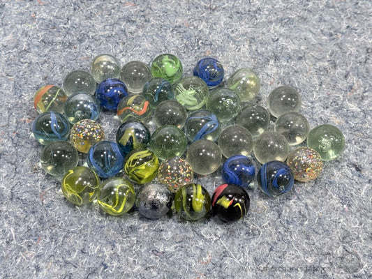 Vintage Marble Lot Swirls Clearies Shooters Speckled Galaxy Jumbo Crocks 35mm