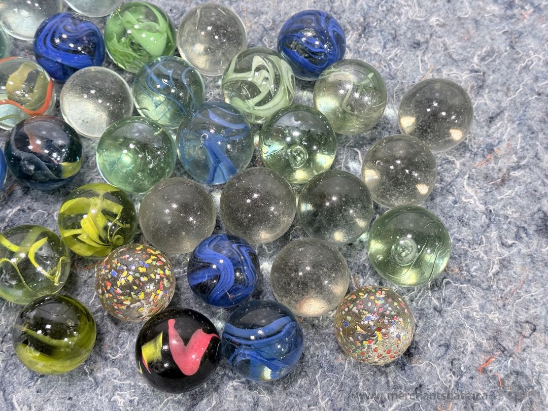 Vintage Marble Lot Swirls Clearies Shooters Speckled Galaxy Jumbo Crocks 35mm