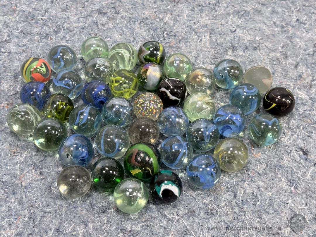 Vintage Marble Lot Clearies Swirls Shooters Speckled Galaxy 35mm Jumbo Crocks