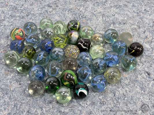 Vintage Marble Lot Clearies Swirls Shooters Speckled Galaxy 35mm Jumbo Crocks