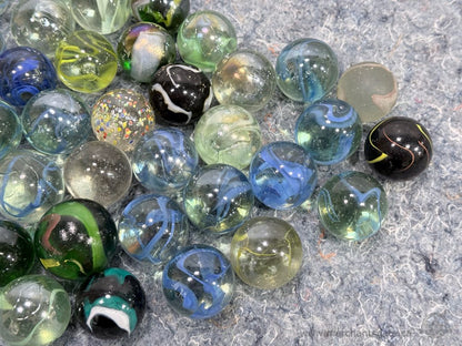 Vintage Marble Lot Clearies Swirls Shooters Speckled Galaxy 35mm Jumbo Crocks