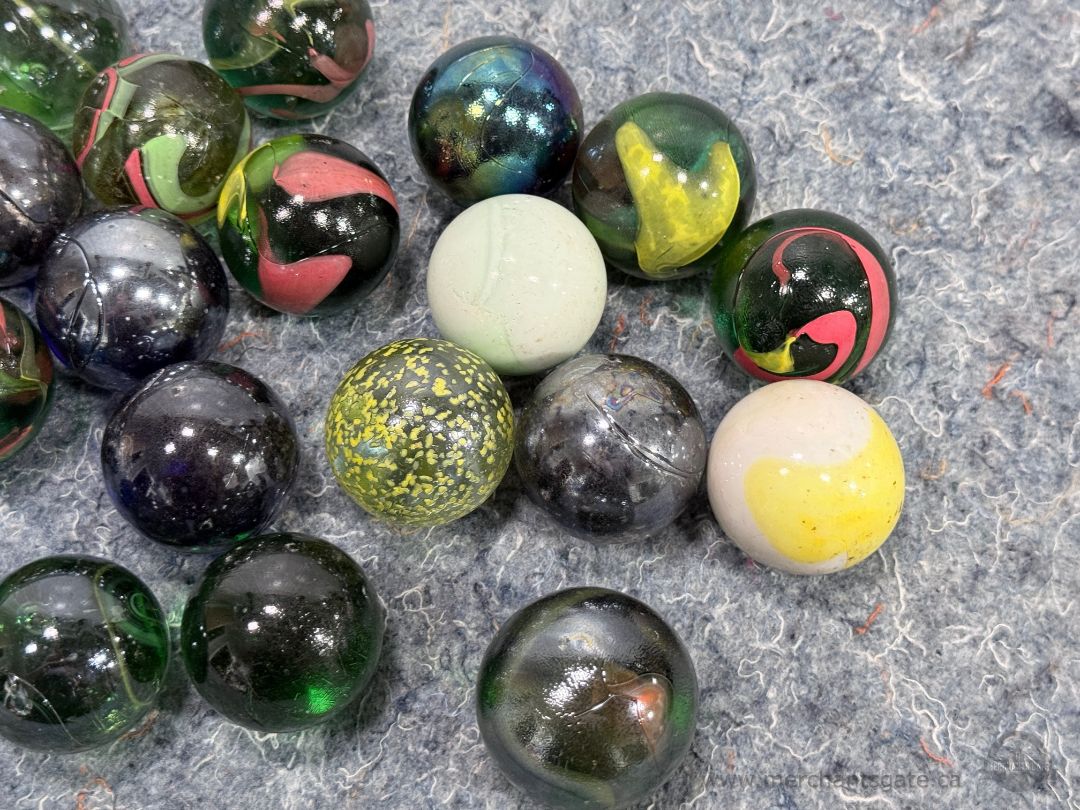 Vintage Jumbo Shooter Marble Lot 41mm Swirls Iridescent Galaxy Green Black Marbles