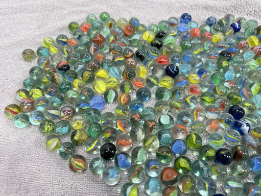 Huge Vintage Glass Marble Lot Cat’s Eye Swirl Mixed Colors Shooter Marbles 300+