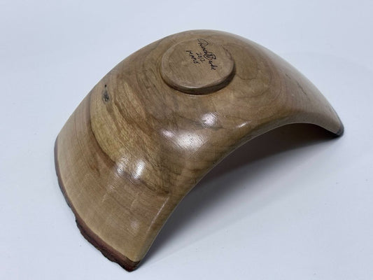 Hand Turned Maple Bowl Signed Natural Edge Sculptural Wood Centerpiece 2010s