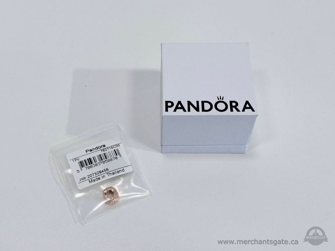 Like new Pandora 14K Rose Gold Plated Studded Clip Charm 782716C00