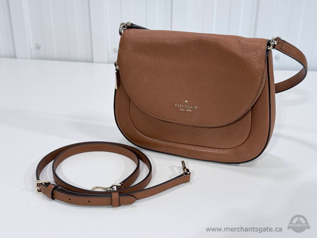 Kate Spade New York Leila Pebbled Leather Crossbody Bag Brown Tan Purse