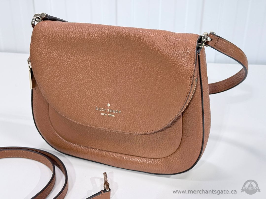 Kate Spade New York Leila Pebbled Leather Crossbody Bag Brown Tan Purse