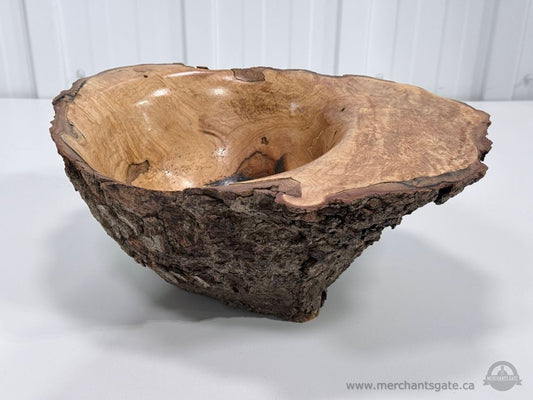 Hand Turned Natural Edge Burl Wood Bowl Live Edge Rustic Artisan Wooden Centerpiece