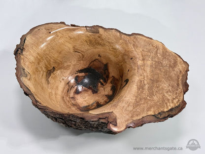 Hand Turned Natural Edge Burl Wood Bowl Live Edge Rustic Artisan Wooden Centerpiece