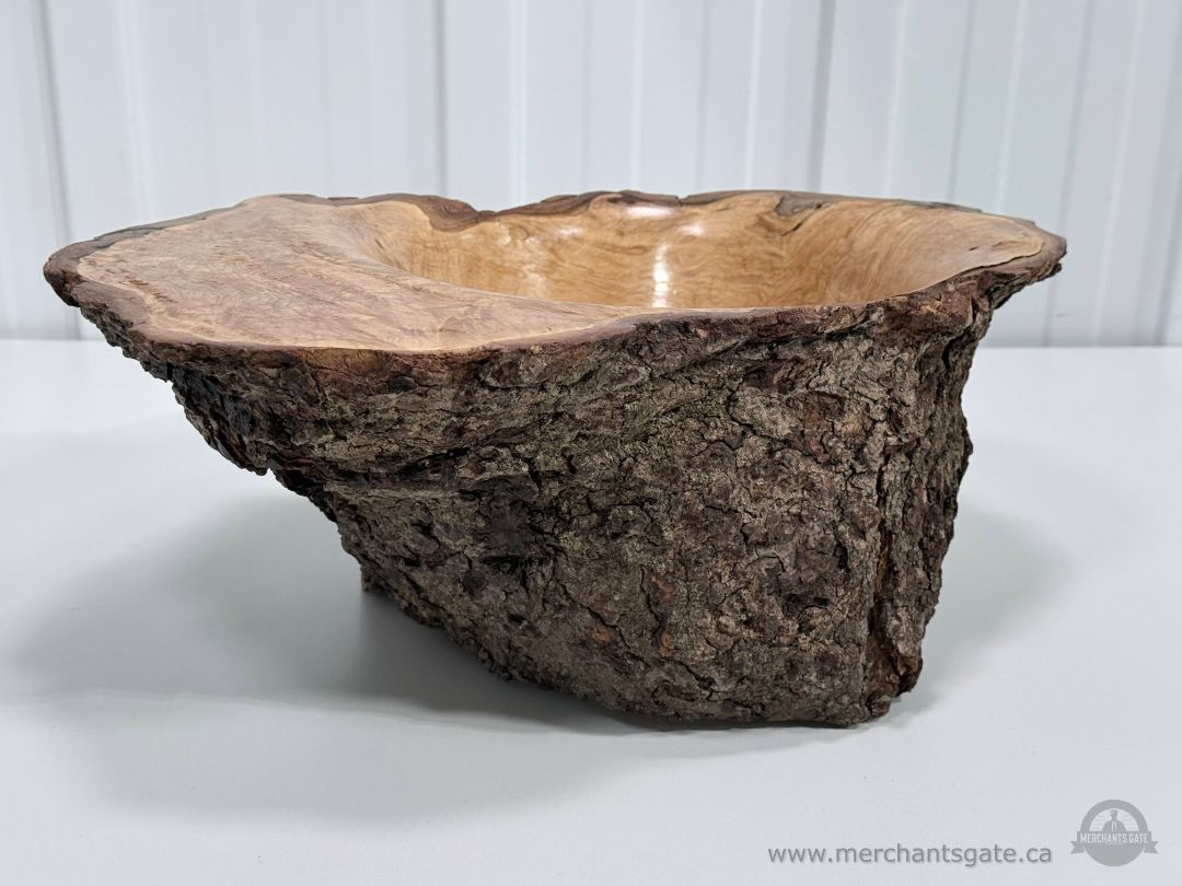Hand Turned Natural Edge Burl Wood Bowl Live Edge Rustic Artisan Wooden Centerpiece