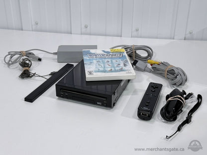 Nintendo Wii Console Bundle Black RVL-101 Console Wii Remote Sensor Bar Game