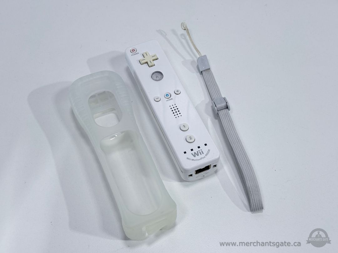 Nintendo Wii MotionPlus Inside White Remote Controller OEM with Sleeve & Strap