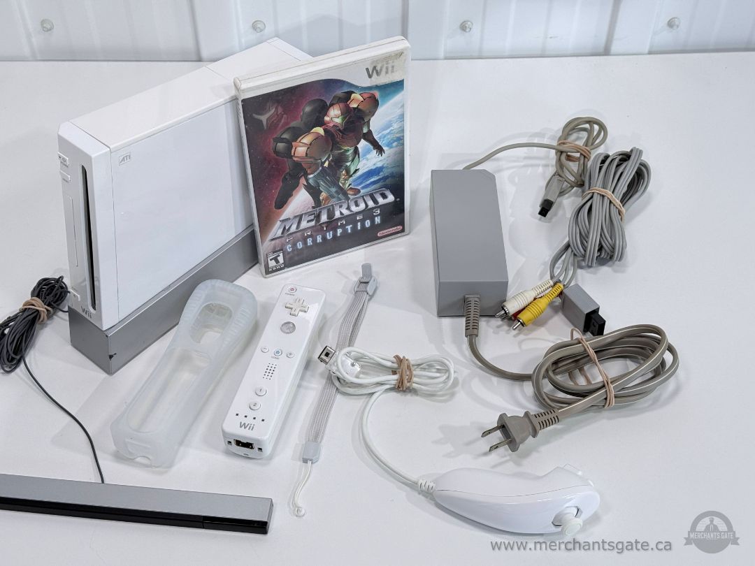 Nintendo Wii Console Bundle Complete System Metroid Prime 3 Original Controller