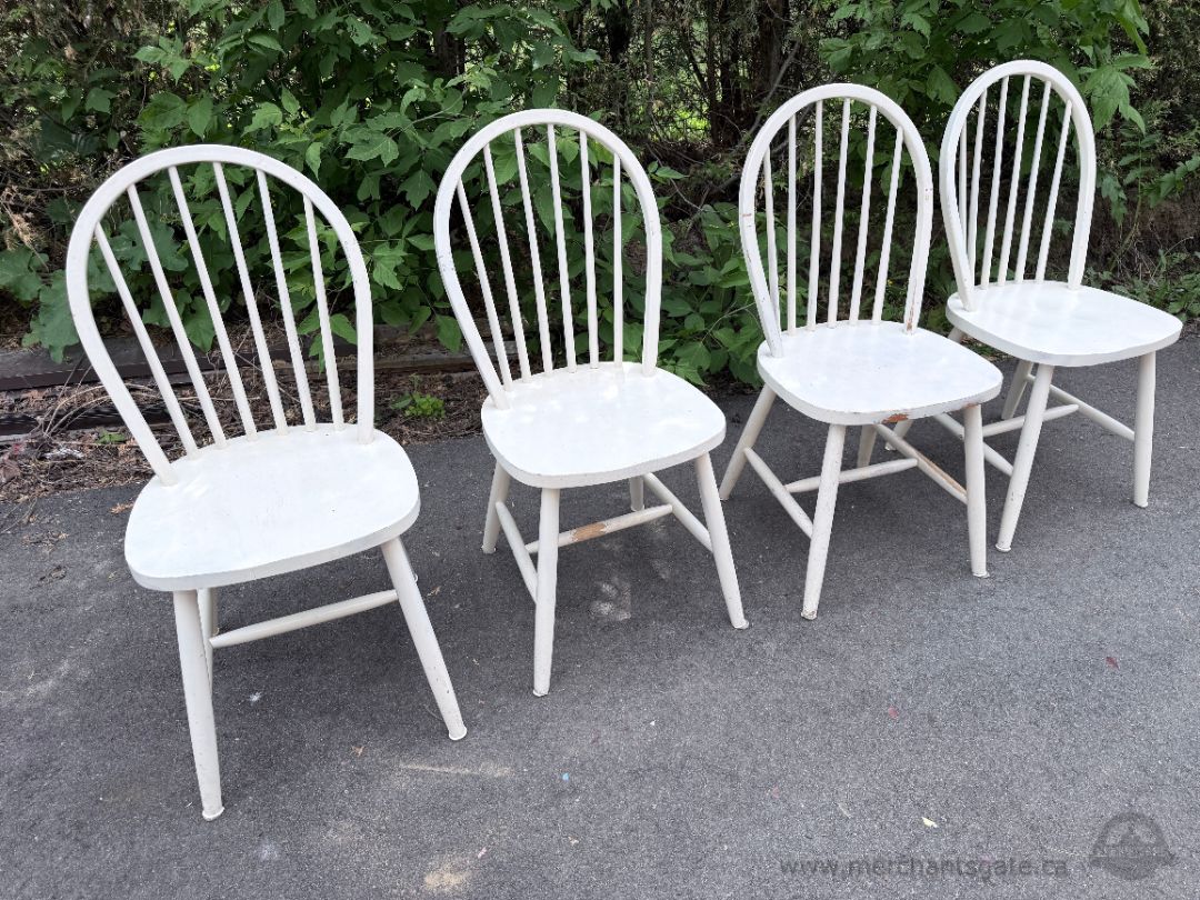 Set of 4 Solid Wood Windsor Dining Chairs Farmhouse Country Cottage