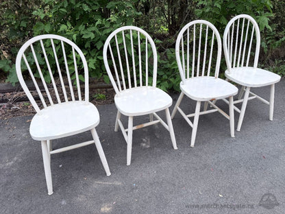 Set of 4 Solid Wood Windsor Dining Chairs Farmhouse Country Cottage