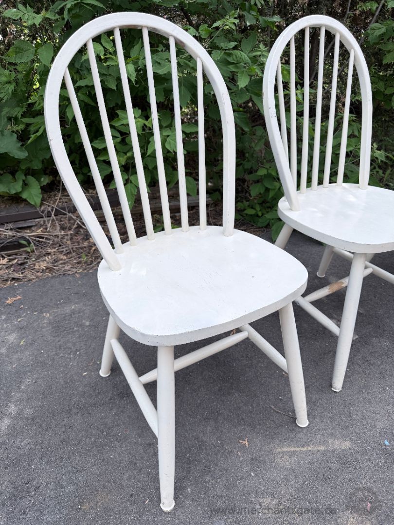 Set of 4 Solid Wood Windsor Dining Chairs Farmhouse Country Cottage